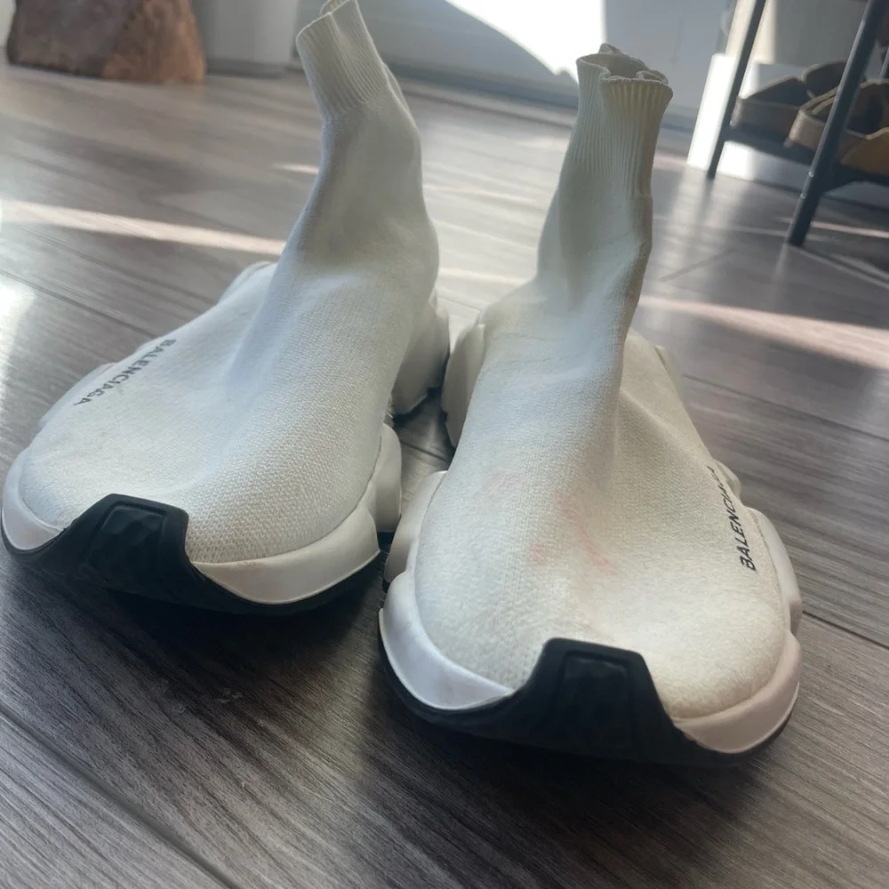 Balenciaga Cream Sock Sneakers - Picture 2 of 7